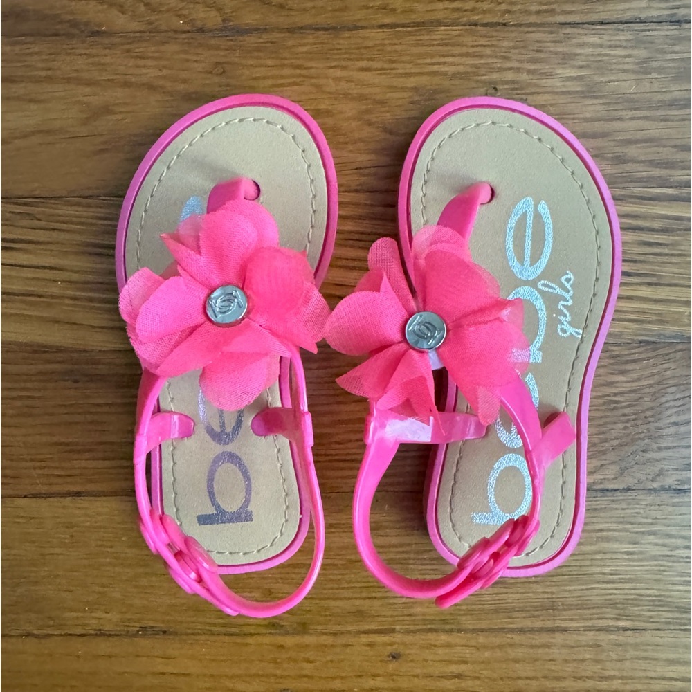 Bebe Kids Pink Flower Sandals Kids Size 7/8